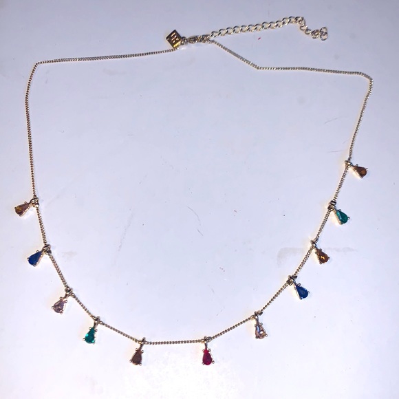 Banana Republic Crystal MULTI COLOUR TEARDROP CHOKER NECKLACE - Picture 7 of 12